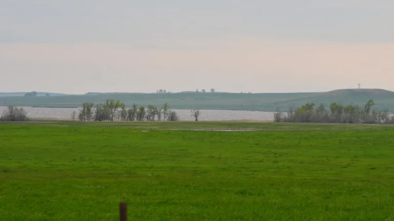 Lake Ilo and prairie near Dunn Center, North Dakota